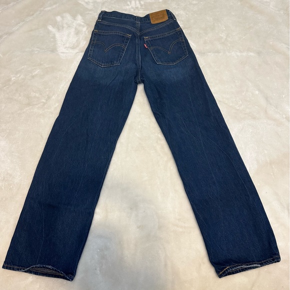 Levi's Premium High Rise Ribcage Straight Leg Dark Wash Denim Jeans Size 24 - Picture 3 of 13